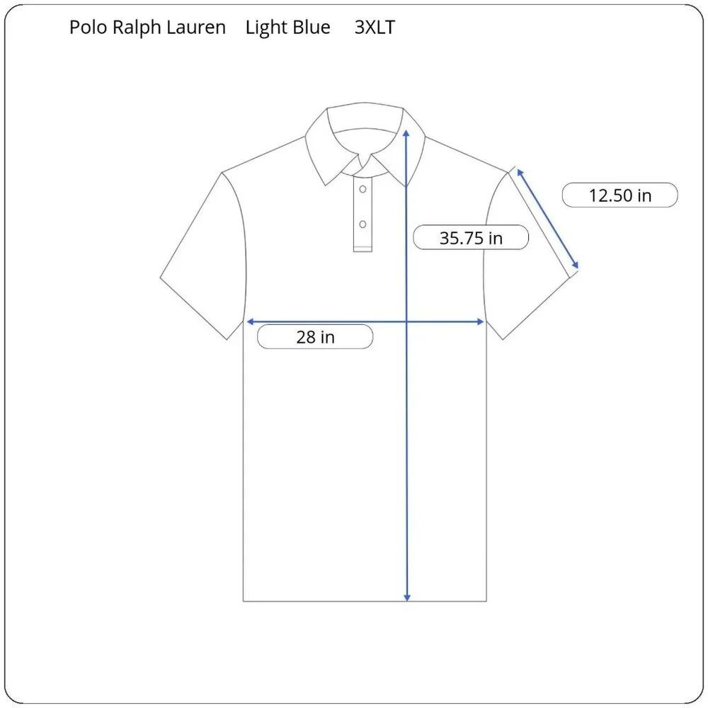 Polo Ralph Lauren Big Pony Men's 3XLT Short Sleeve Light Blue Pique Polo Shirt‎